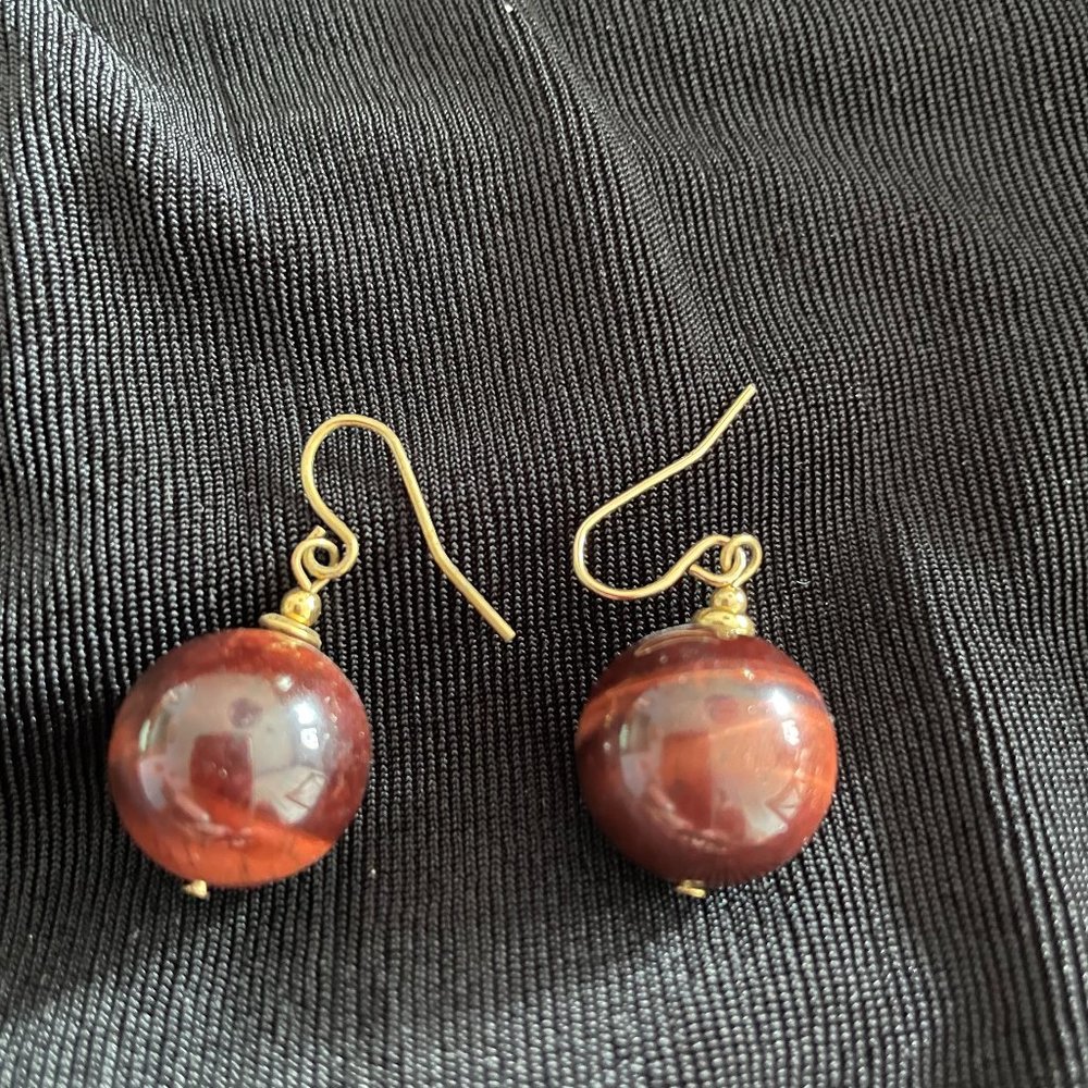 Tiger Eye and agate earrings